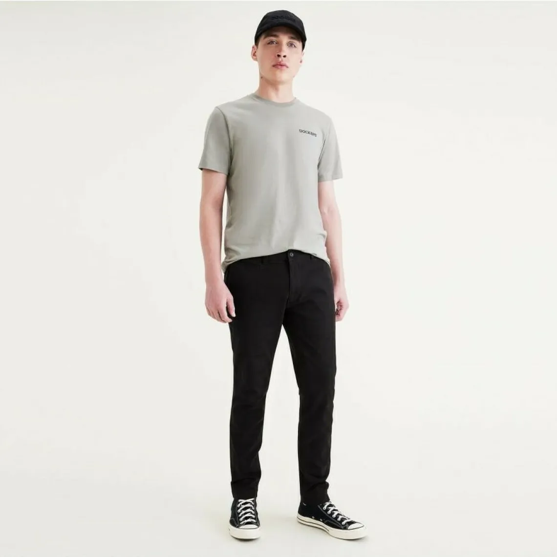 Pantalon chino skinny California noir en coton | 3 Suisses