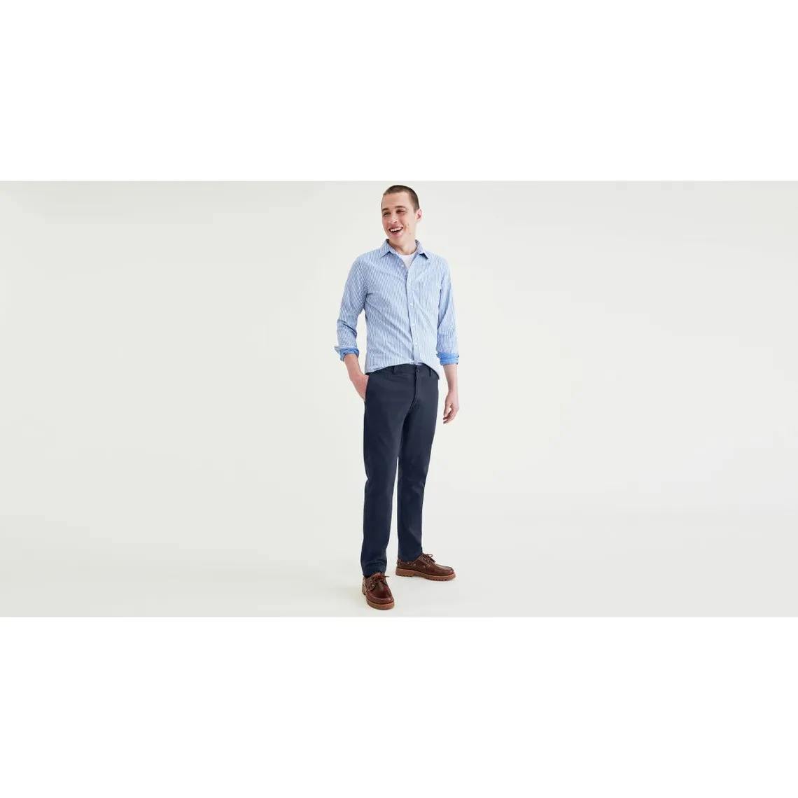 Pantalon chino slim California bleu marine en coton | 3 Suisses