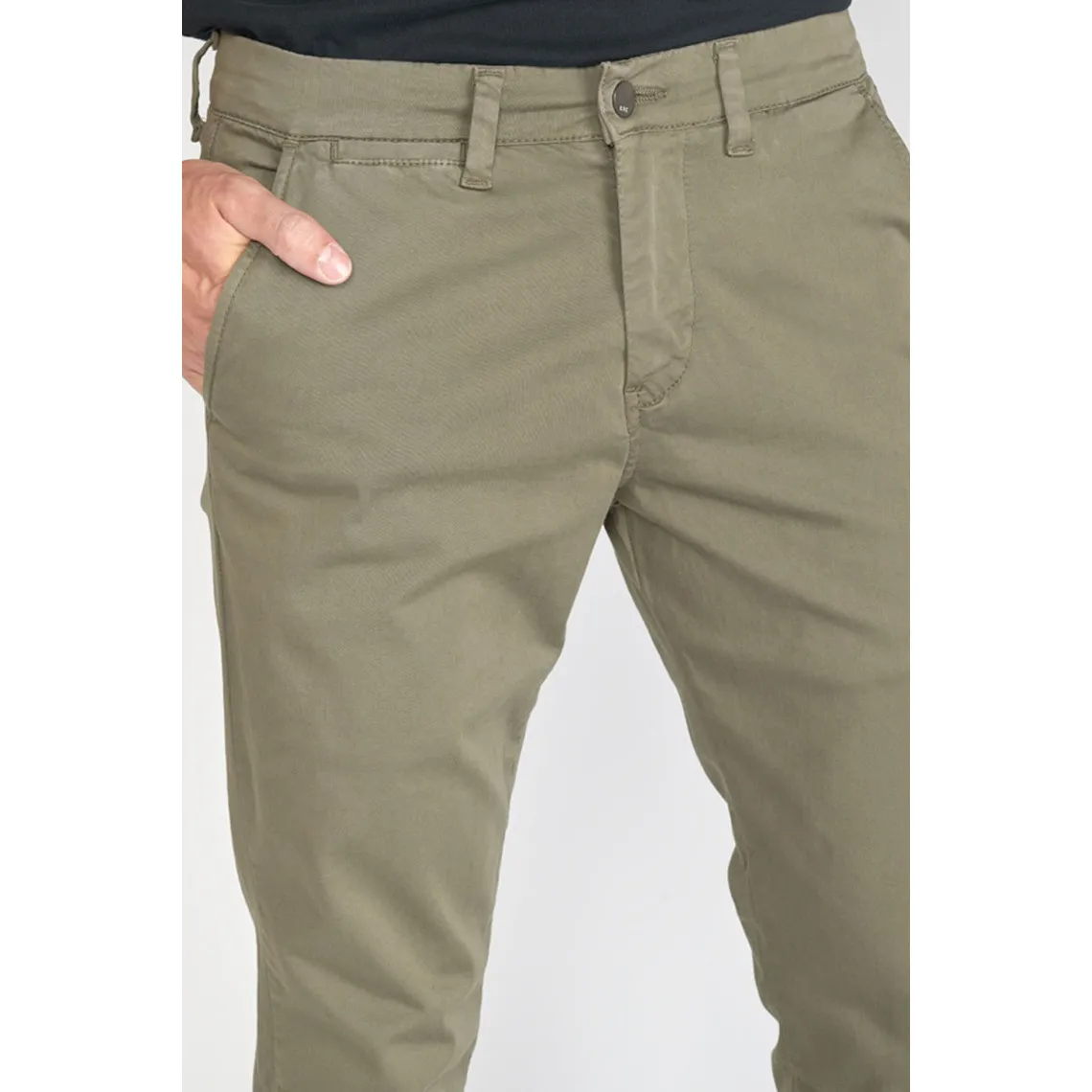 Pantalon chino slim Jas kaki vert en coton | 3 Suisses