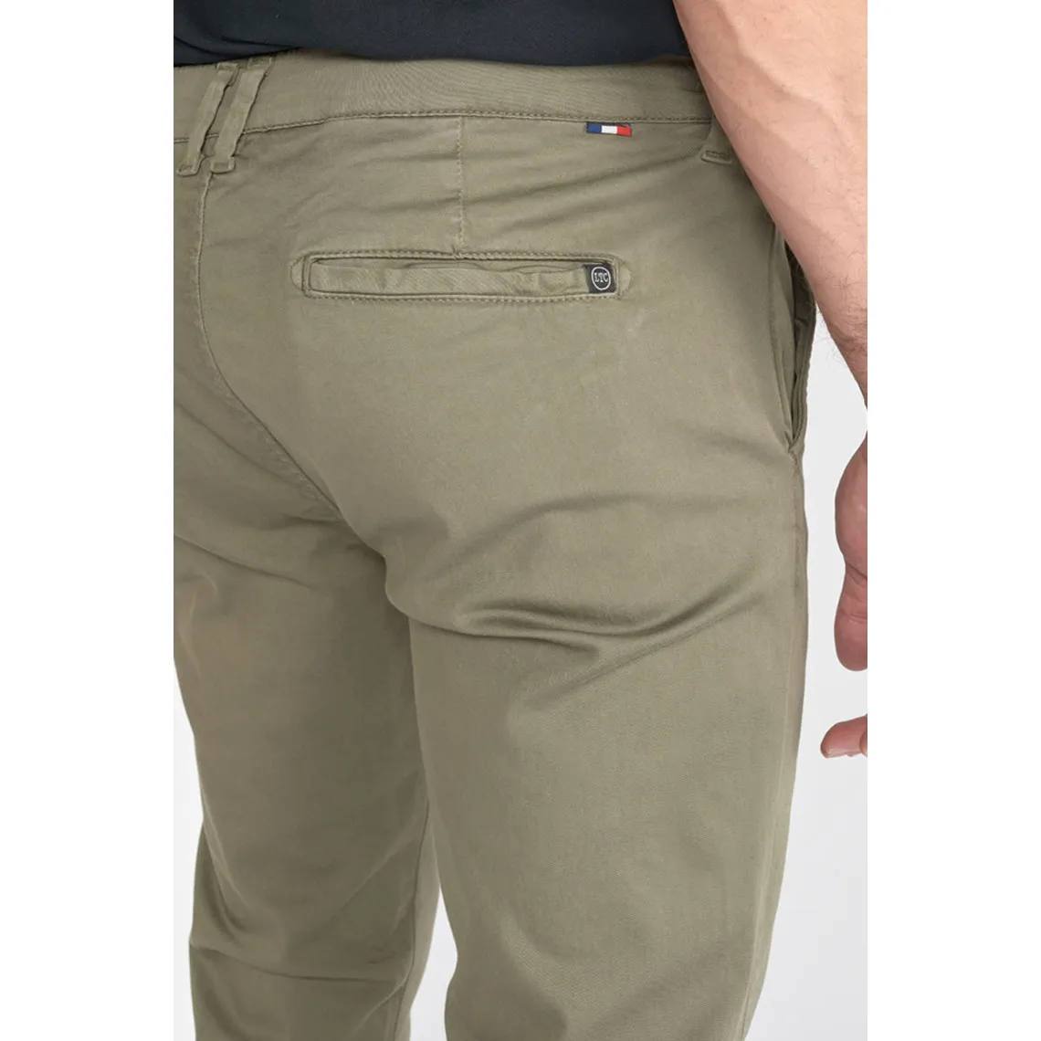 Pantalon chino slim Jas kaki vert en coton | 3 Suisses