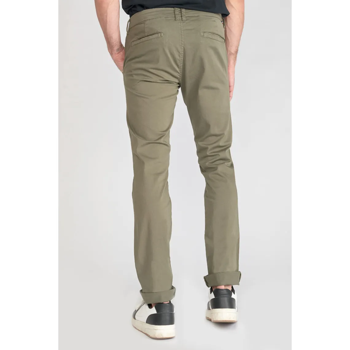 Pantalon chino slim Jas kaki vert en coton | 3 Suisses