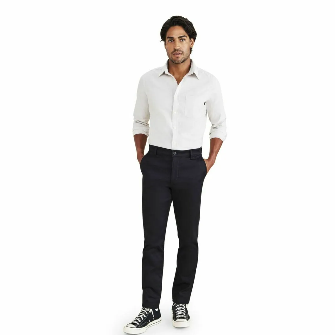 Pantalon chino slim Original noir en coton | 3 Suisses