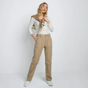 Pantalon Chino Utility Stretch à Taille Haute, Femme Stature Standard