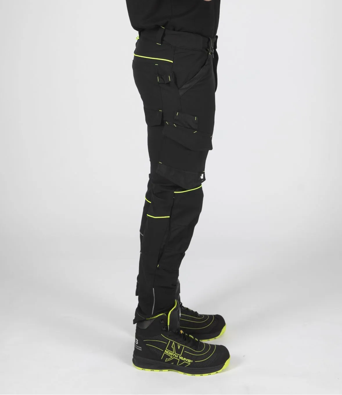 Pantalon de travail SACHA noir/jaune - Nine Worths by North Ways