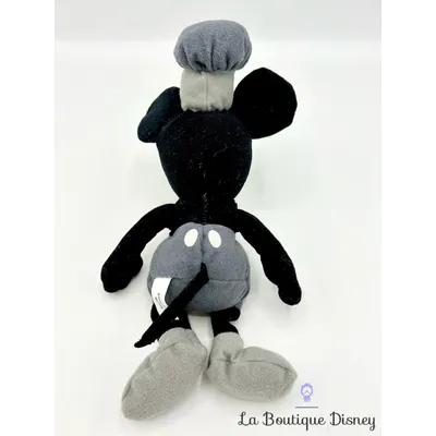 Peluche Mickey Mouse Steamboat Willie Disney noir gris 25 cm