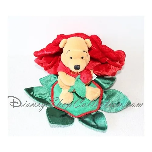 Peluche Winnie l\\\'ourson DISNEY STORE rose rouge caché 2002