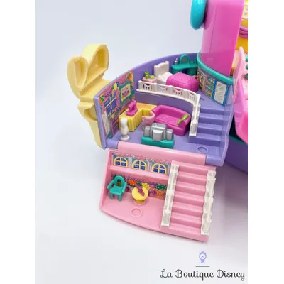 Polly Pocket Bluebird 1995 Light Up Fashion Show Défilé de mode vanity rose noeud jaune