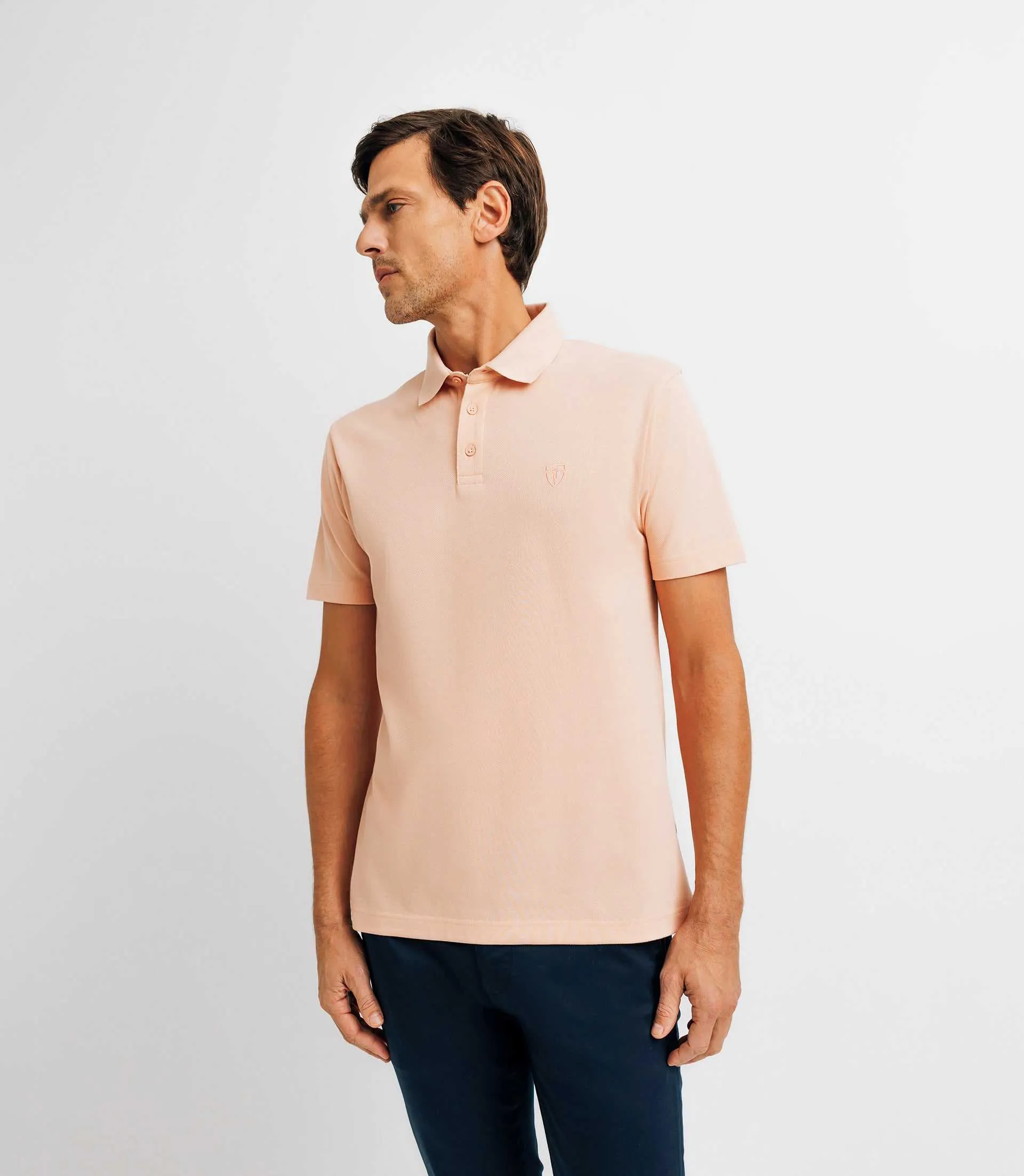 Polo avec broderie rose