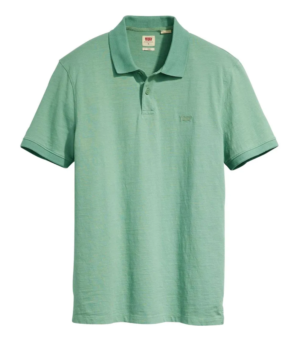 Polo droit à col boutonné Levi's® en coton vert chiné