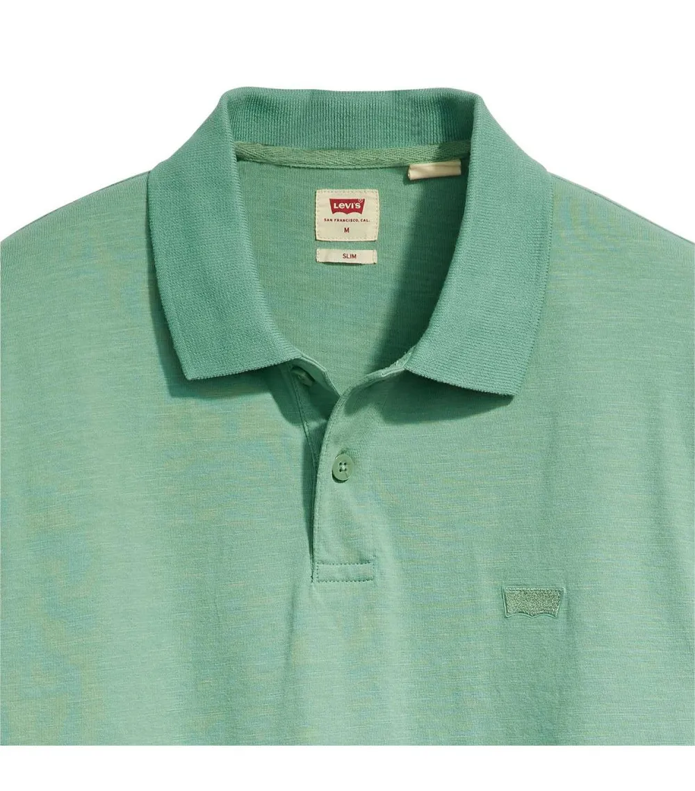 Polo droit à col boutonné Levi's® en coton vert chiné