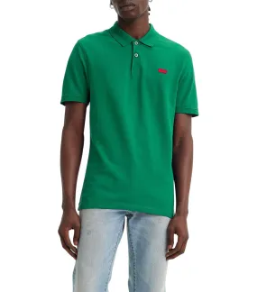 Polo Levi's® en coton avec manches courtes et col boutonné vert maille piquée