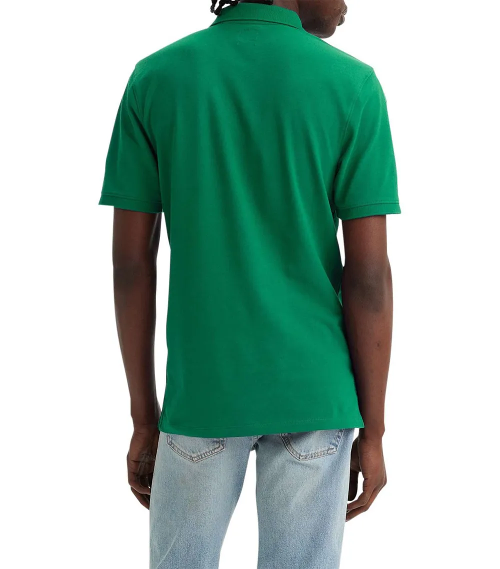 Polo Levi's® en coton avec manches courtes et col boutonné vert maille piquée