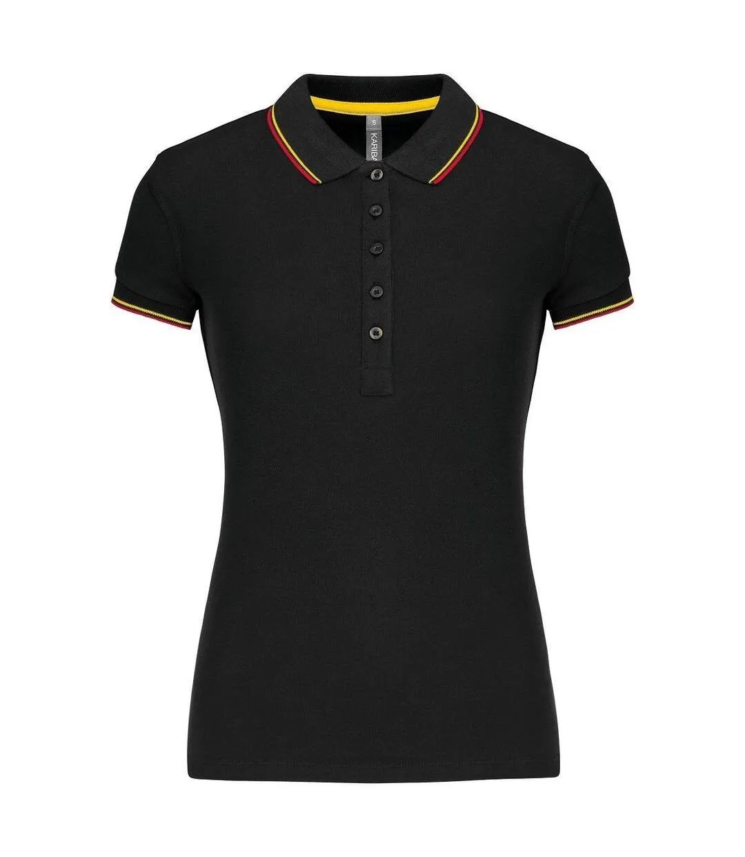 Polo manches courtes - Femme - K251 - noir - rouge - jaune