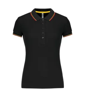 Polo manches courtes - Femme - K251 - noir - rouge - jaune