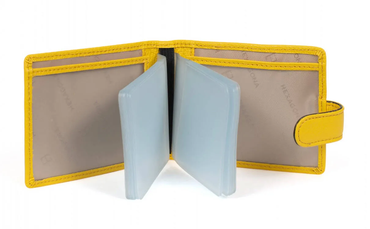 Porte-cartes en cuir de vachette jaune