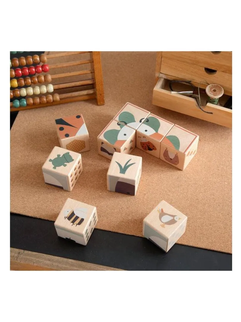 Puzzle en blocs de bois Woodland - Sebra - Multicolore