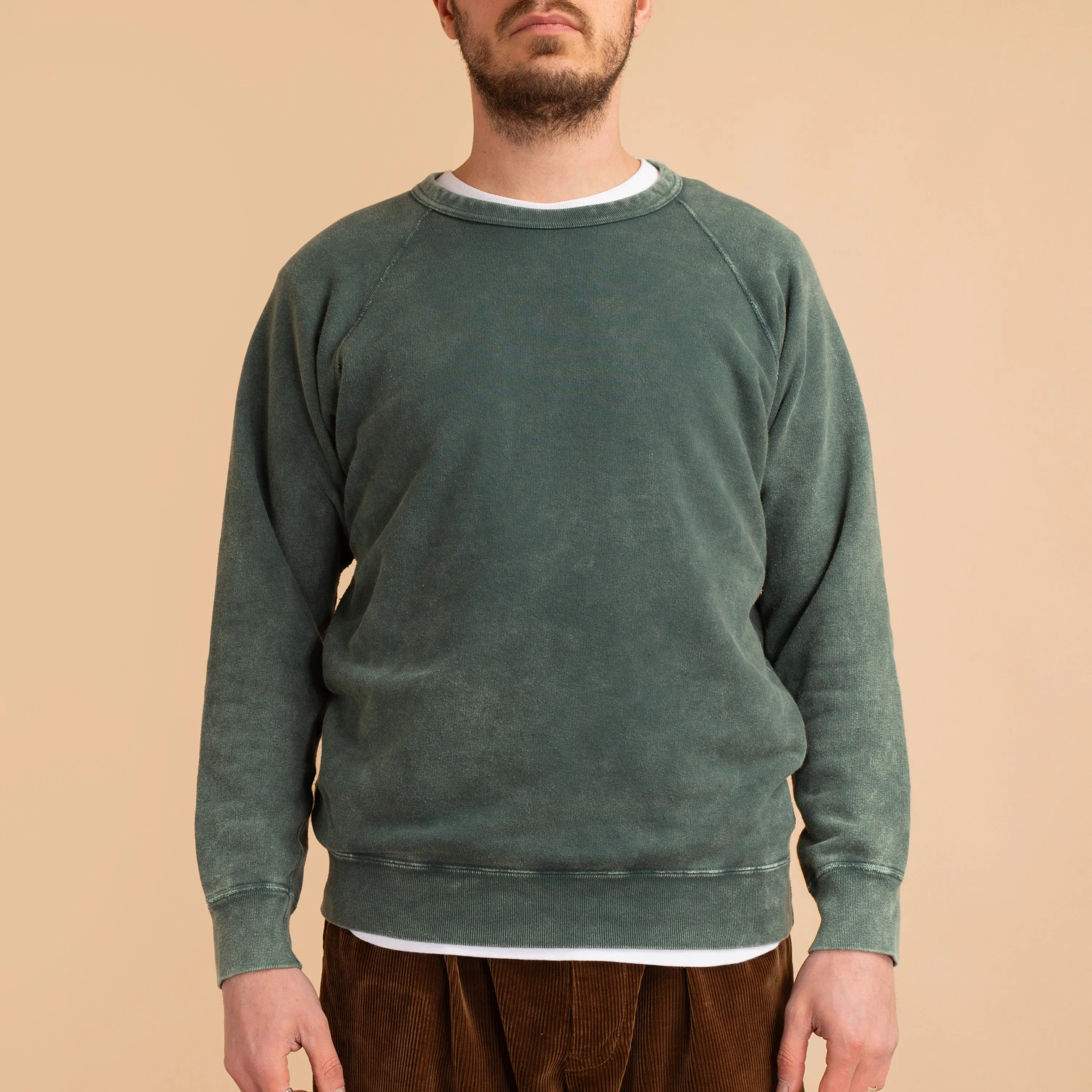 Raglan Crew Sweat Vintage Dye Dark Green