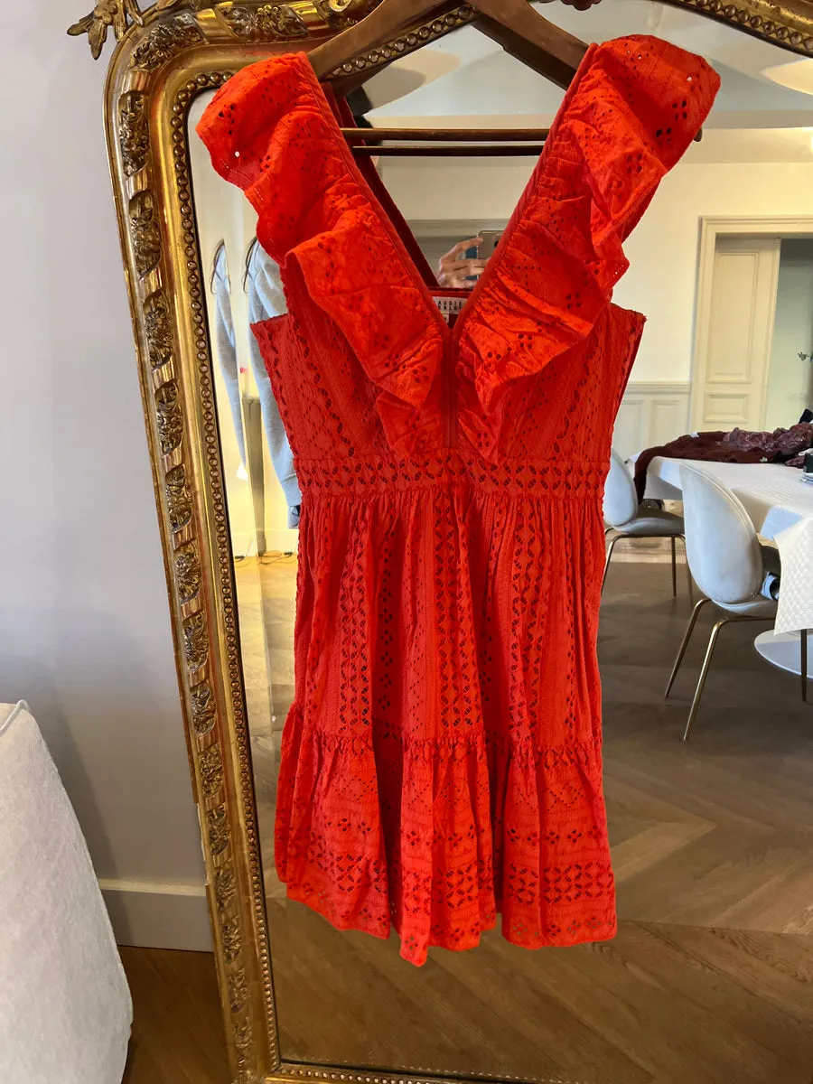 Robe Claudie Pierlot en dentelle rouge