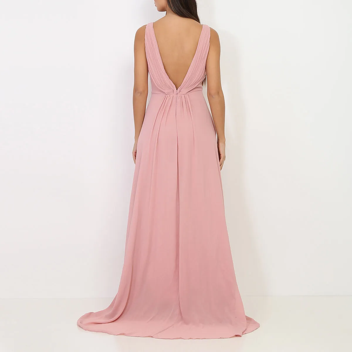 Robe longue asymétrique- Vieux rose