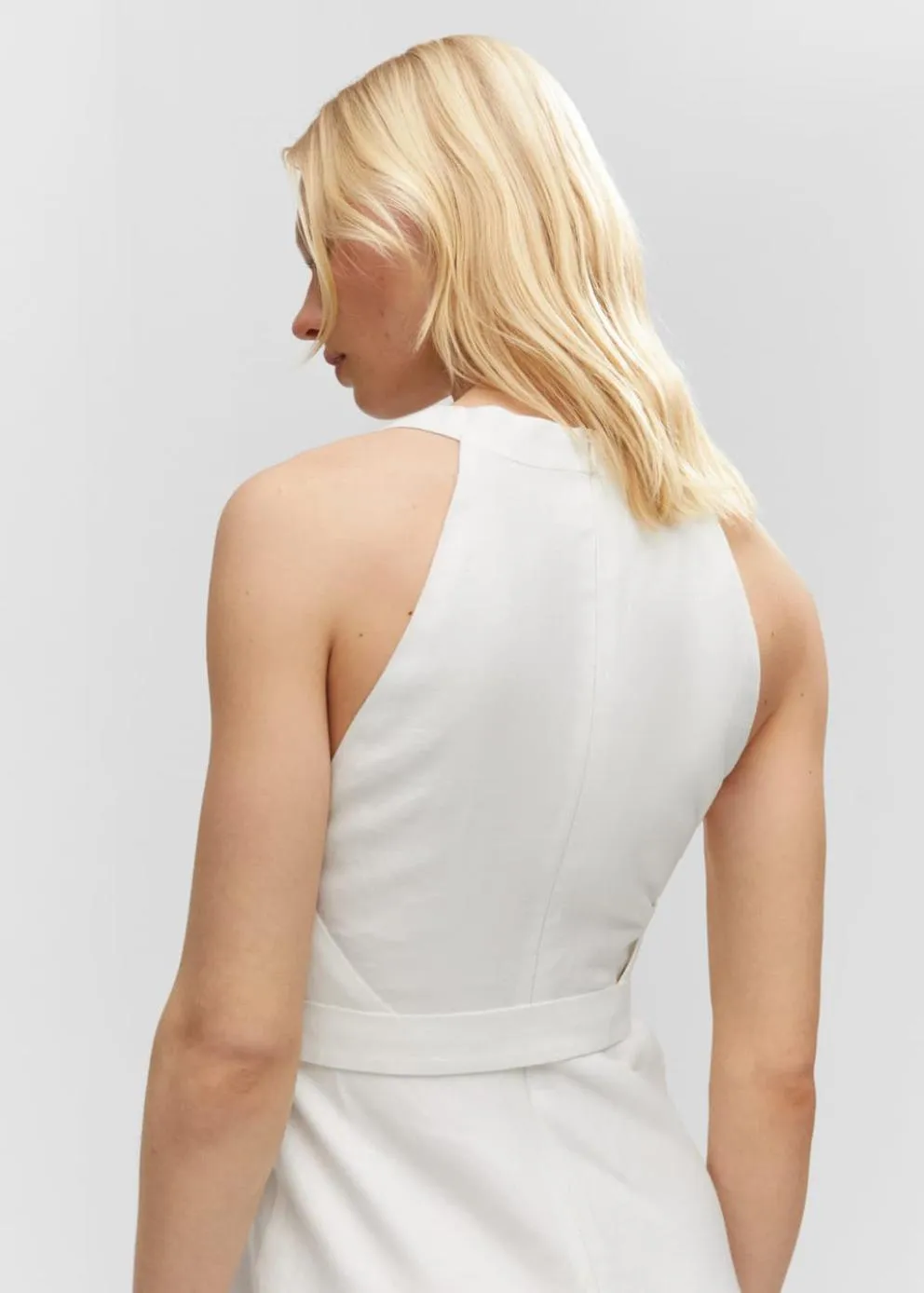 Robes Et Combinaisons | Femme MANGO Robe Lin Ceinture Blanc Cassé