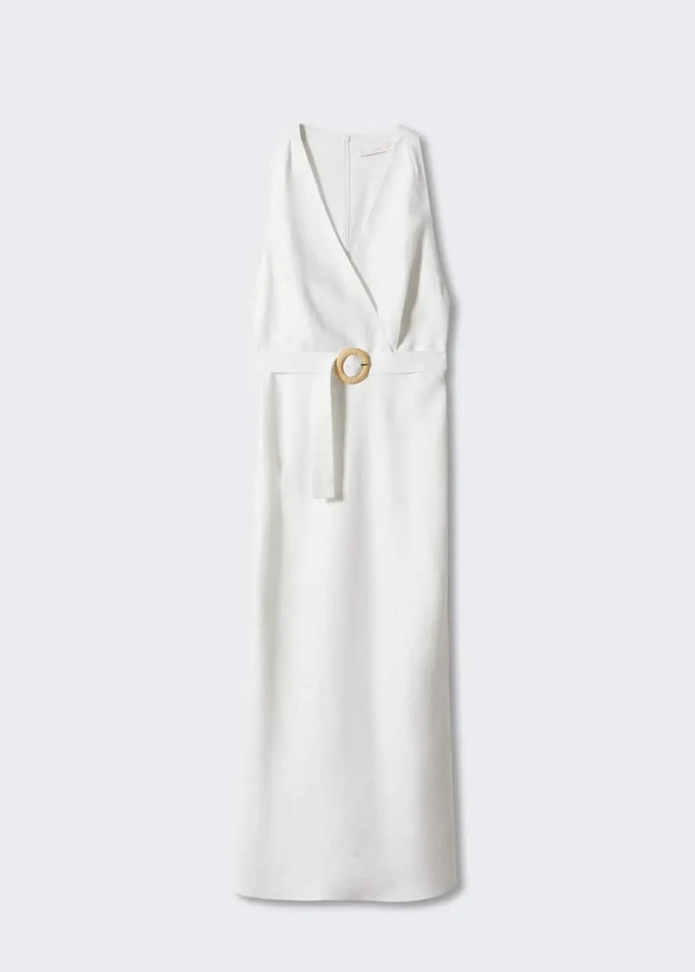 Robes Et Combinaisons | Femme MANGO Robe Lin Ceinture Blanc Cassé