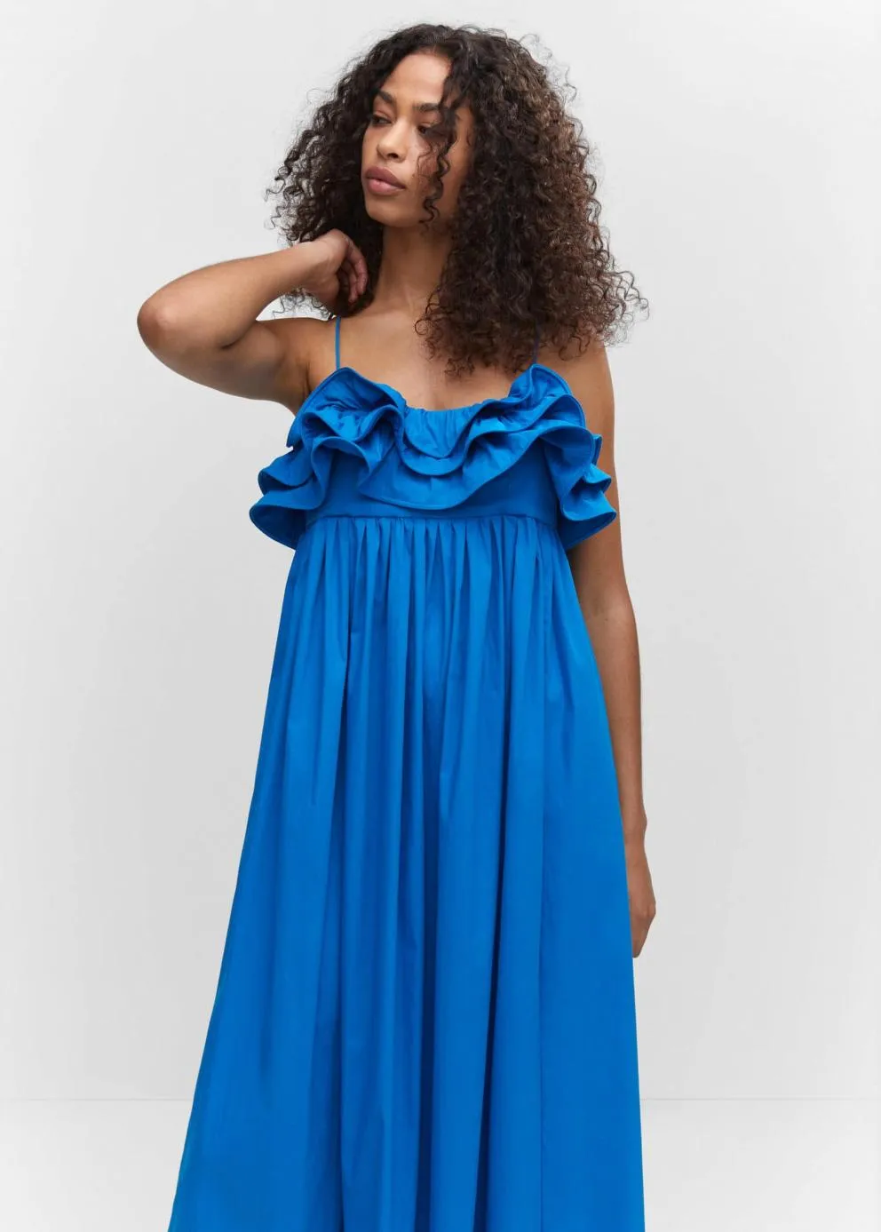 Robes Et Combinaisons | Femme MANGO Robe Longue à Volants Bleu