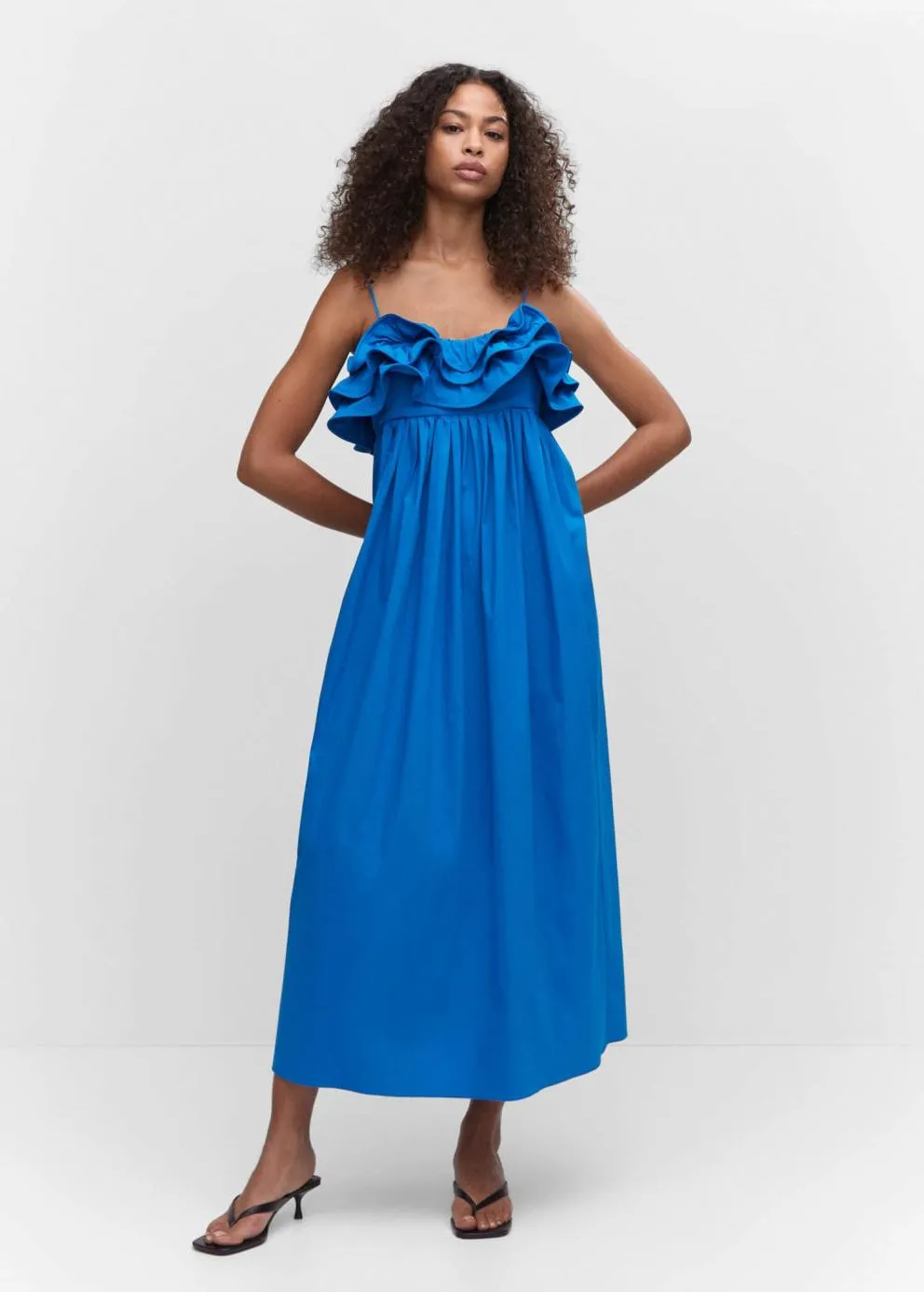 Robes Et Combinaisons | Femme MANGO Robe Longue à Volants Bleu