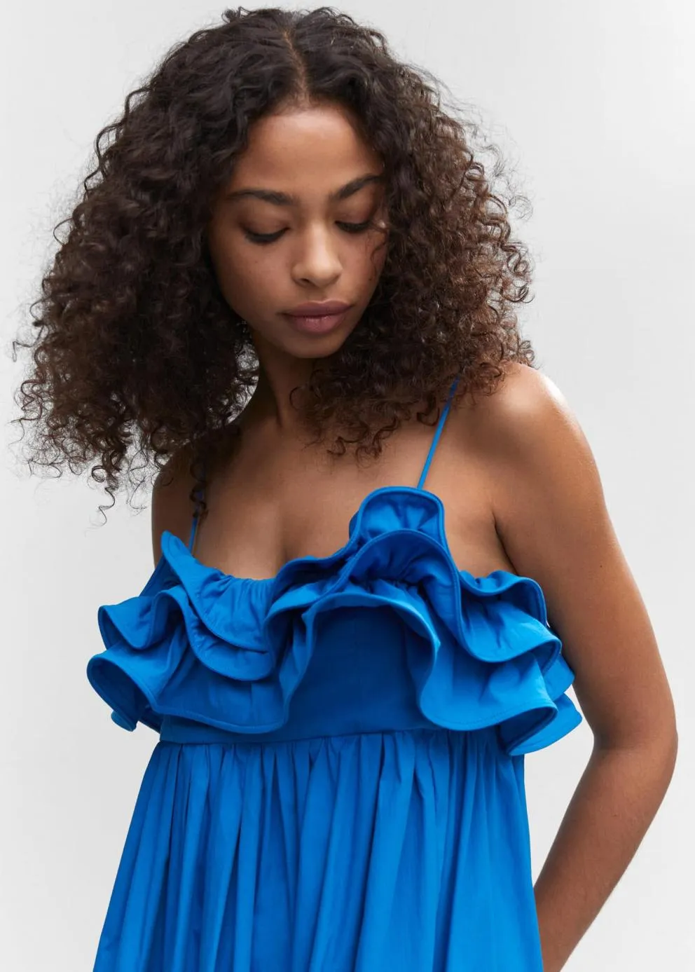 Robes Et Combinaisons | Femme MANGO Robe Longue à Volants Bleu