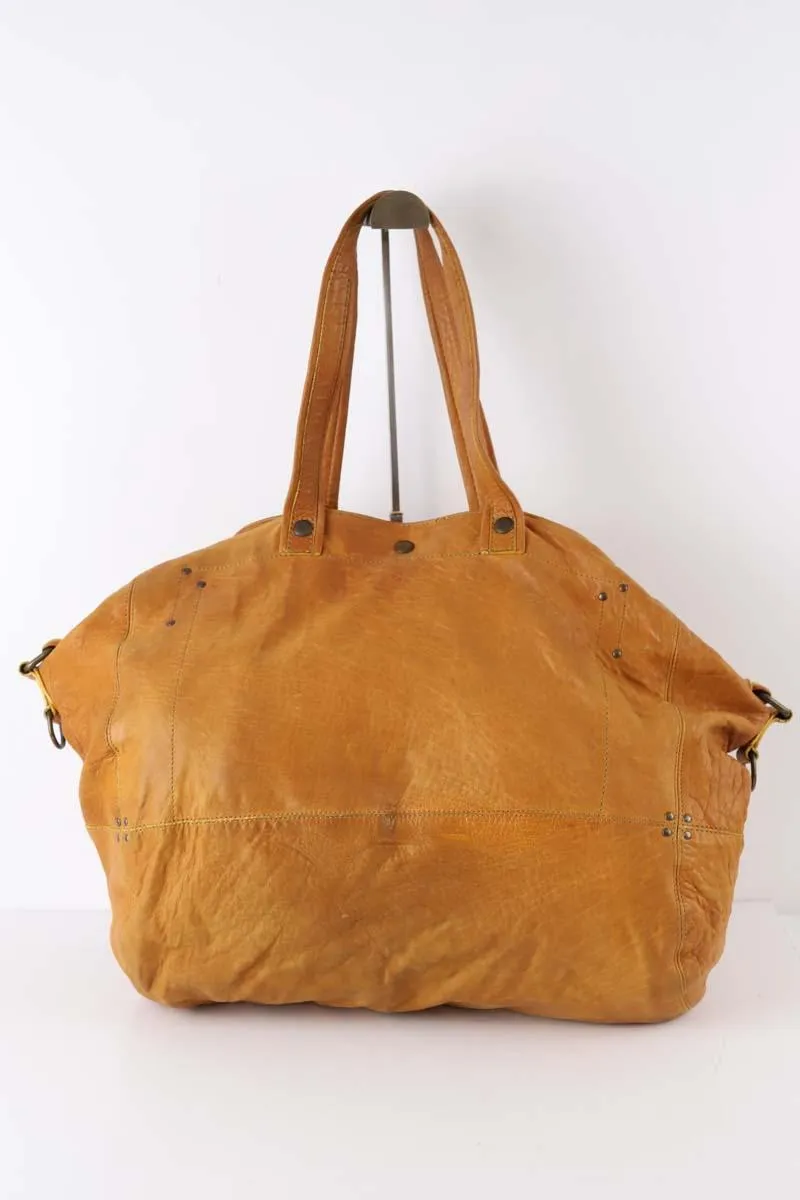 Sac à main Jérme Dreyfuss orange en cuir, taille 54x18x41cm, pour femme, en bon état avec traces d'usure.