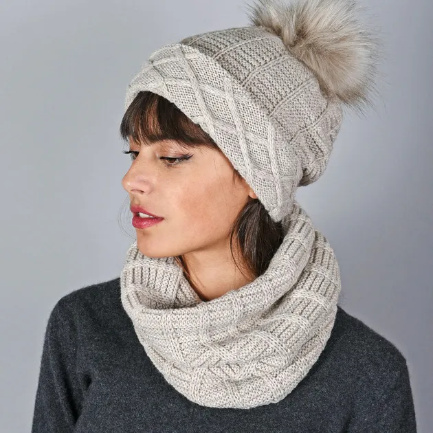 Snood et bonnet Komin Beige