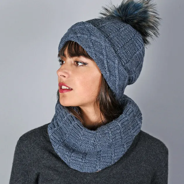 Snood et bonnet Komin Marine