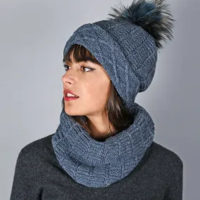 Snood et bonnet Komin Marine