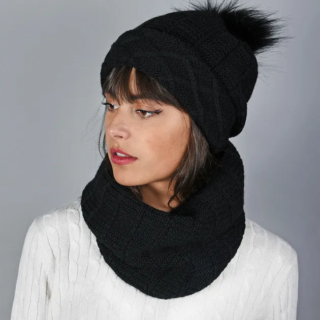 Snood et bonnet Komin Noir