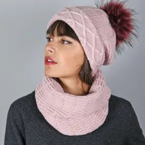 Snood et bonnet Komin Vieux rose