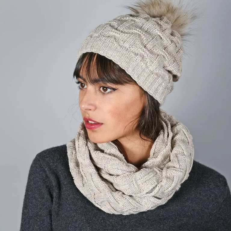 Snood et bonnet Nora Beige