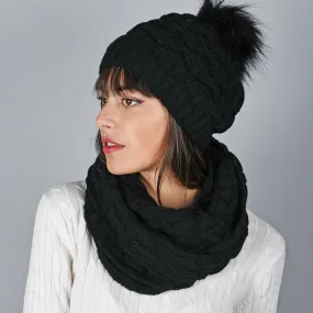 Snood et bonnet Nora Noir