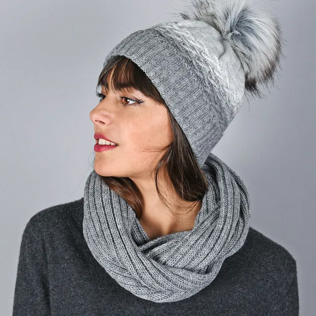 Snood et bonnet Optima Gris