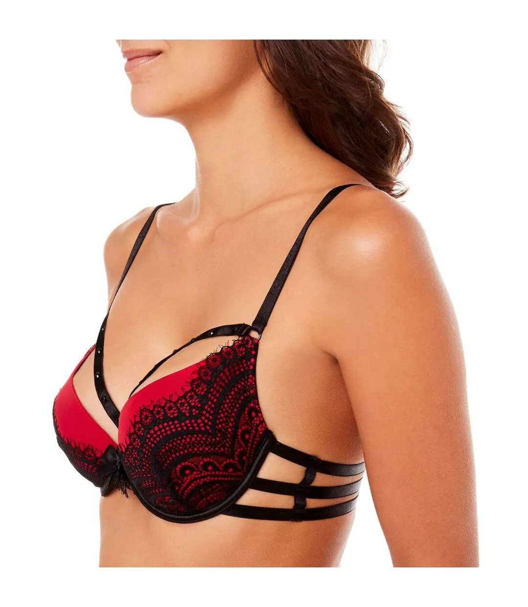 Soutien-gorge ampliforme coque moulée noir/rouge La Bamba