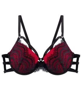 Soutien-gorge ampliforme coque moulée noir/rouge La Bamba