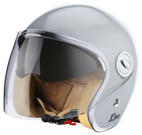 Stormer Clyde gris nardo brillant, casque jet vintage, scooter