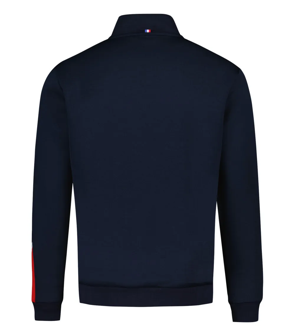 Sweat Coq Sportif avec manches longues et col montant et zippé marine