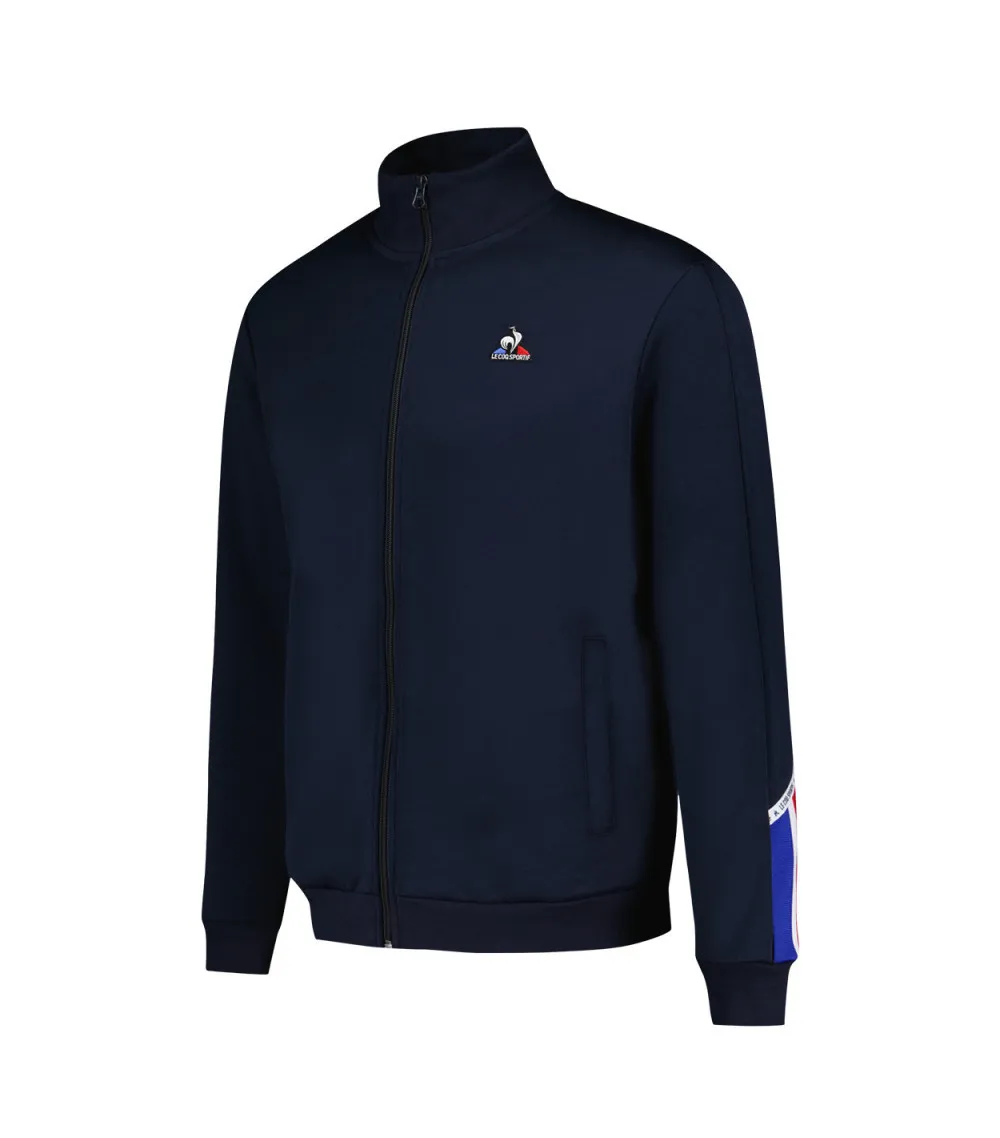 Sweat Coq Sportif avec manches longues et col montant et zippé marine