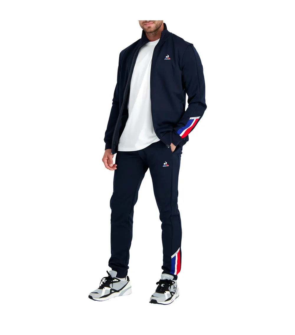 Sweat Coq Sportif avec manches longues et col montant et zippé marine