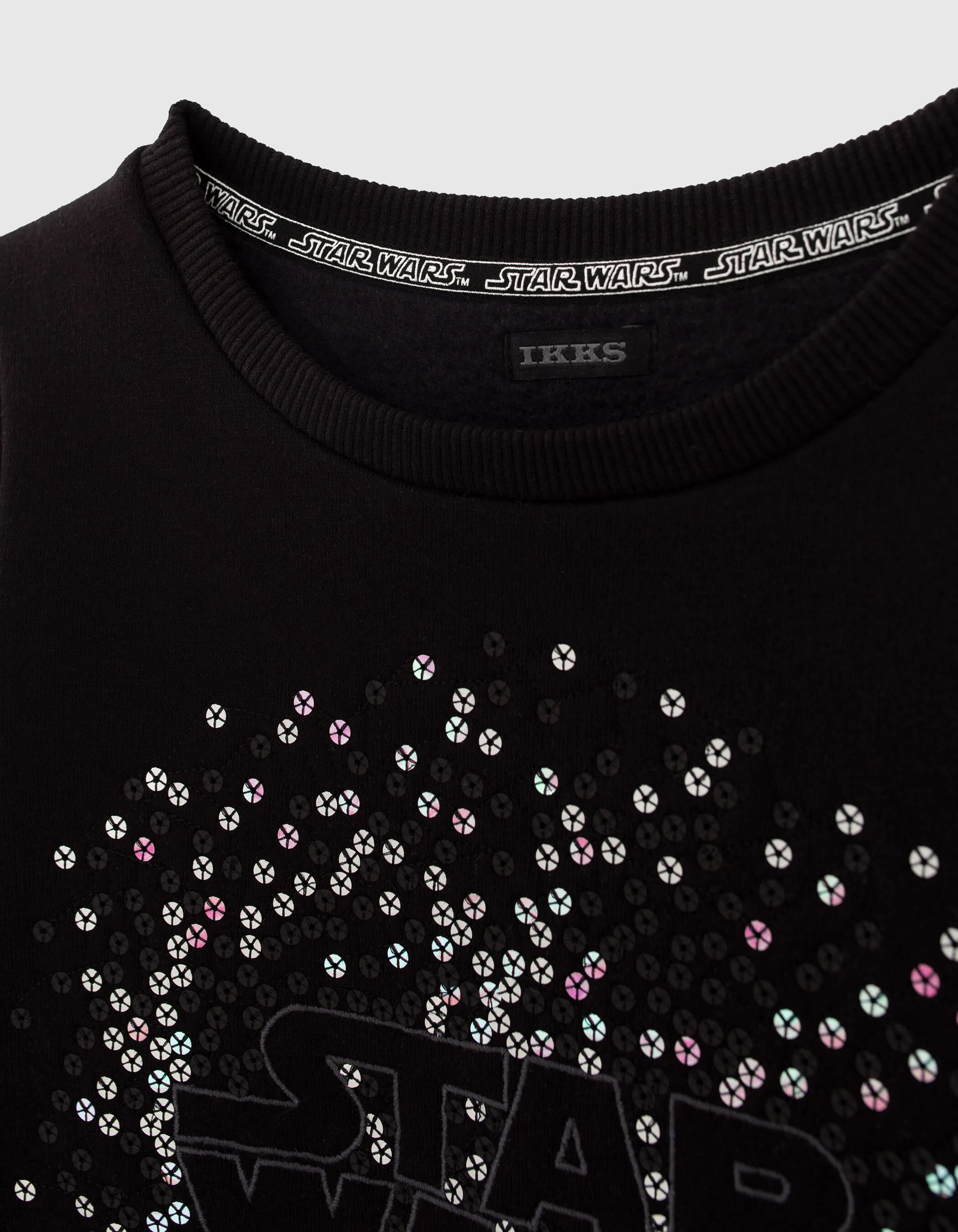 Sweat noir brodé sequins IKKS - STAR WARS™ fille