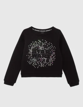 Sweat noir brodé sequins IKKS - STAR WARS™ fille