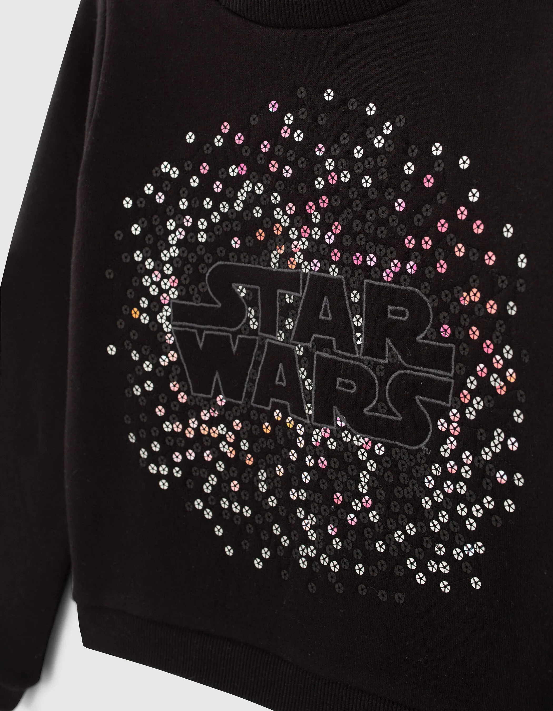 Sweat noir brodé sequins IKKS - STAR WARS™ fille