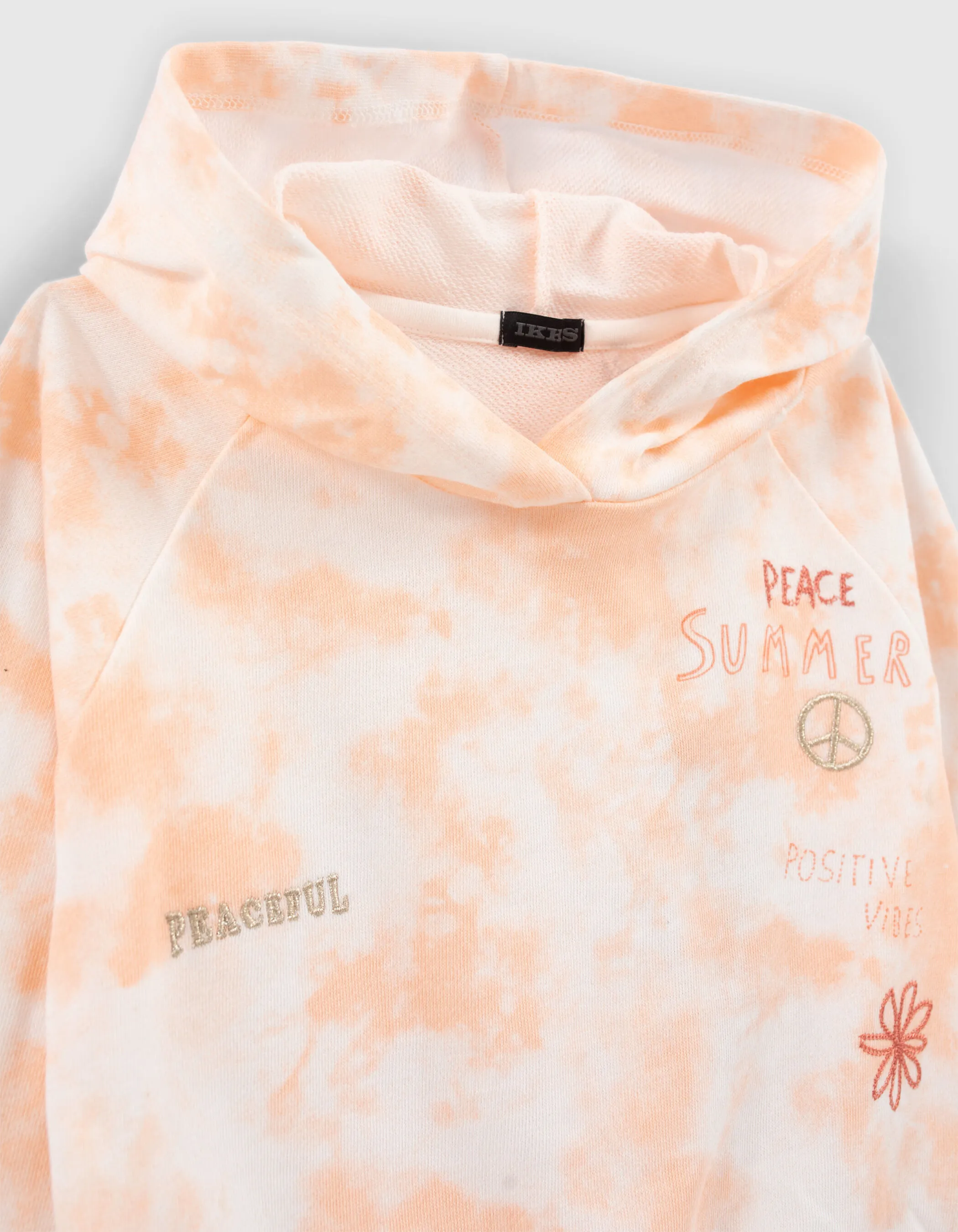 Sweat orangé imprimé tie and dye brodé fille