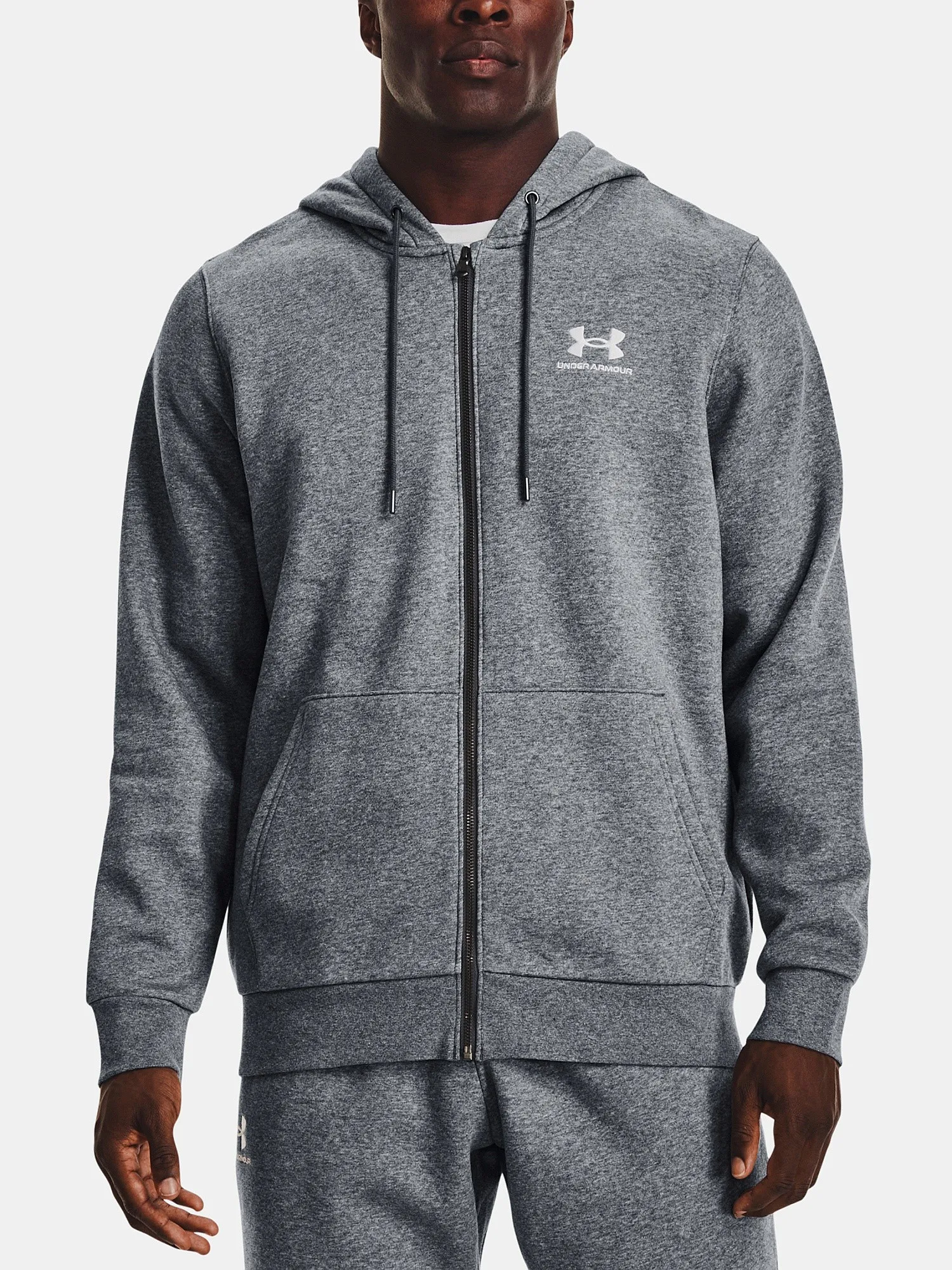 sweat-shirt Under Armour Essential Fleece Zip - Pitch Gray Medium Heather - men´s