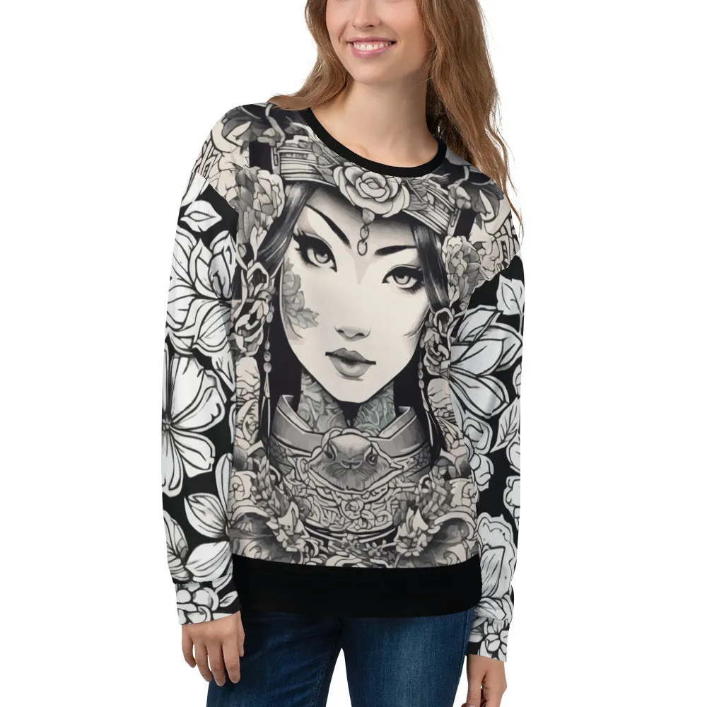 Sweat-Shirt Unisexe Fille manga et fleurs