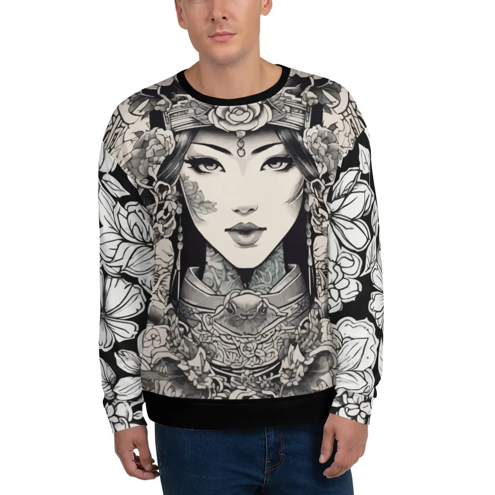 Sweat-Shirt Unisexe Fille manga et fleurs